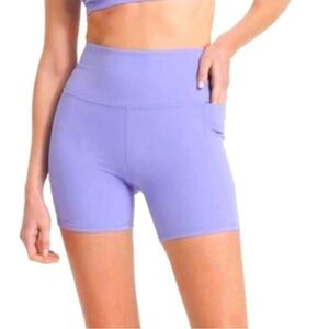 Vuori Lavender High-Waist Bike Shorts with Side Pocket